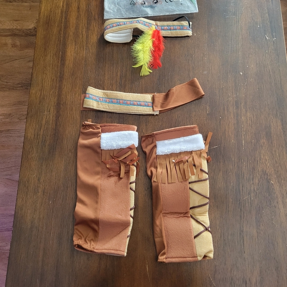 Halloween Costume Small Brown Faux Suede Indian Outfit Beaded Fringe Festival - Picture 4 of 5